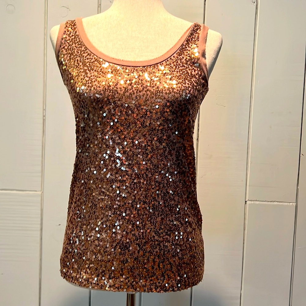 J.Crew Factory Rose Gold Sequined Tank Top size small